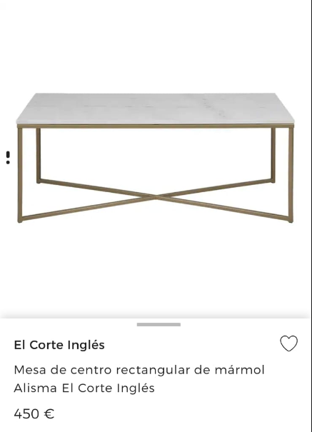 Mesa de centro de mármol con patas doradas – El Corte Inglés