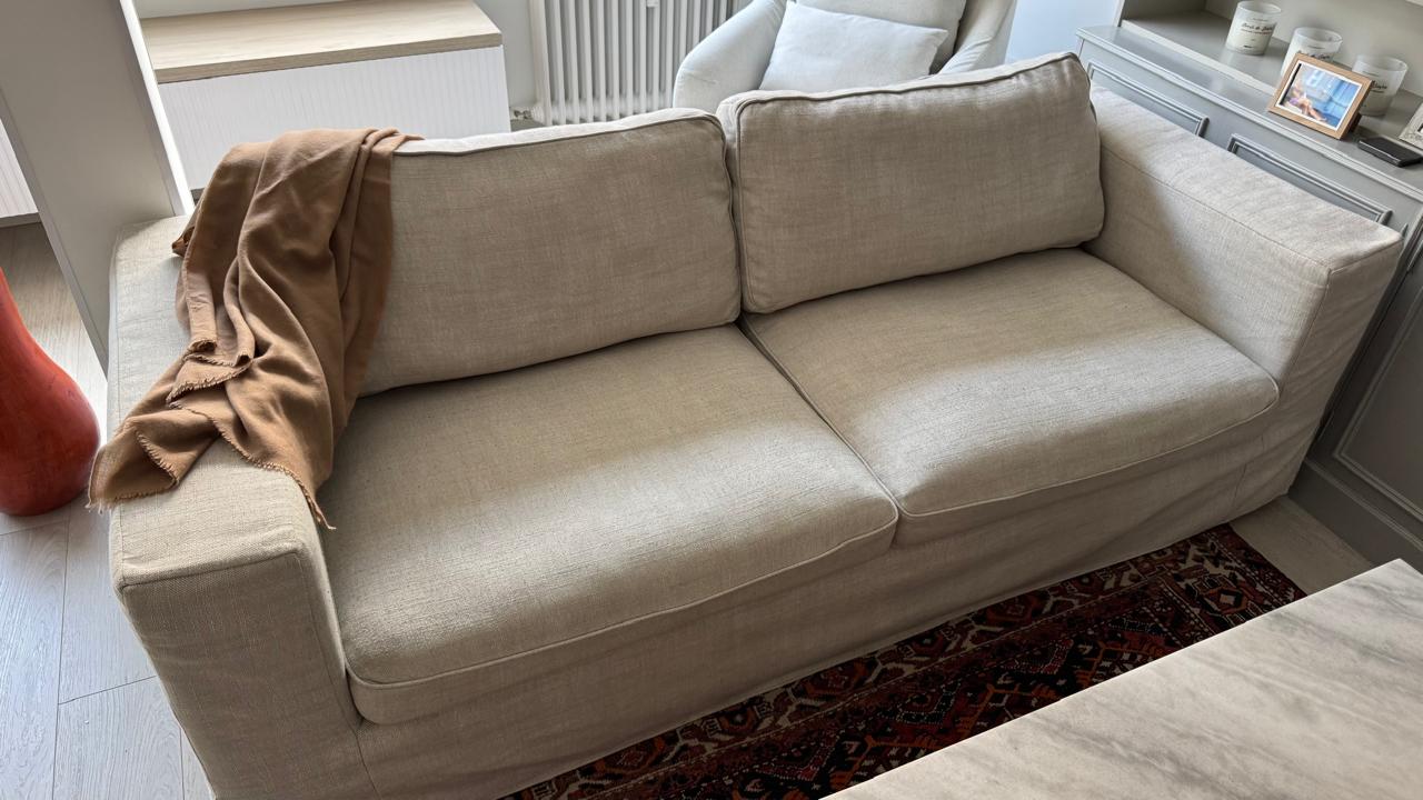 Sofá 3 plazas de lino beige – El Corte Inglés